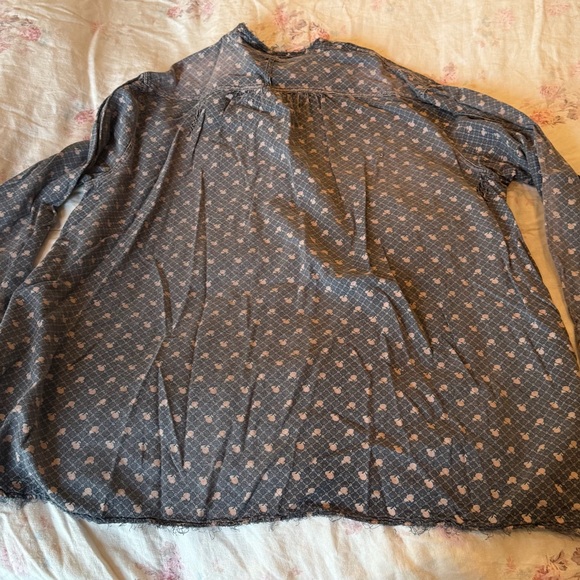 Magnolia Pearl Vintage Cotton Blouse - OS - Gray with Pink - Like New - Picture 3 of 5